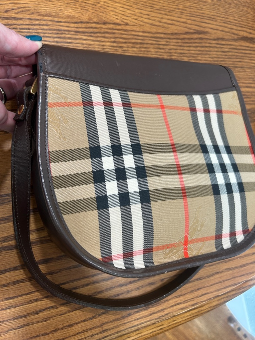 Burberrys Brown Leather and Nova Check Crossbody Bag - Picture 15 of 16